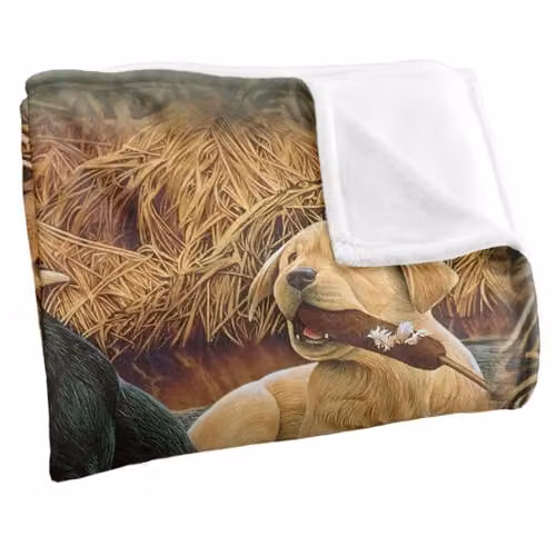 JQ Licensing Rle Labrador Pups Silky Touch Super Soft Fleece Throw Blanket, White, W: 152 cm, D: 127 cm – 2