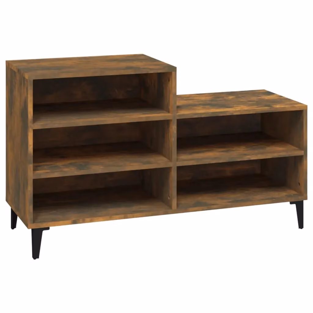 Berkfield Home Smoked Oak Shoe Cabinet in Brown, W/D/H: 102 x 36 x 60 cm – 2
