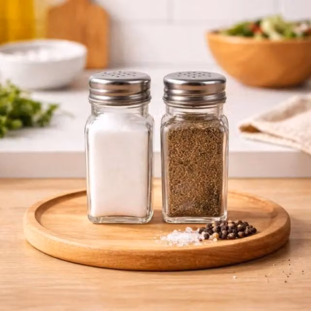 Marco Paul Silver and Transparent Aluminium and Glass Salt and Pepper Shaker Set of 2 – 1