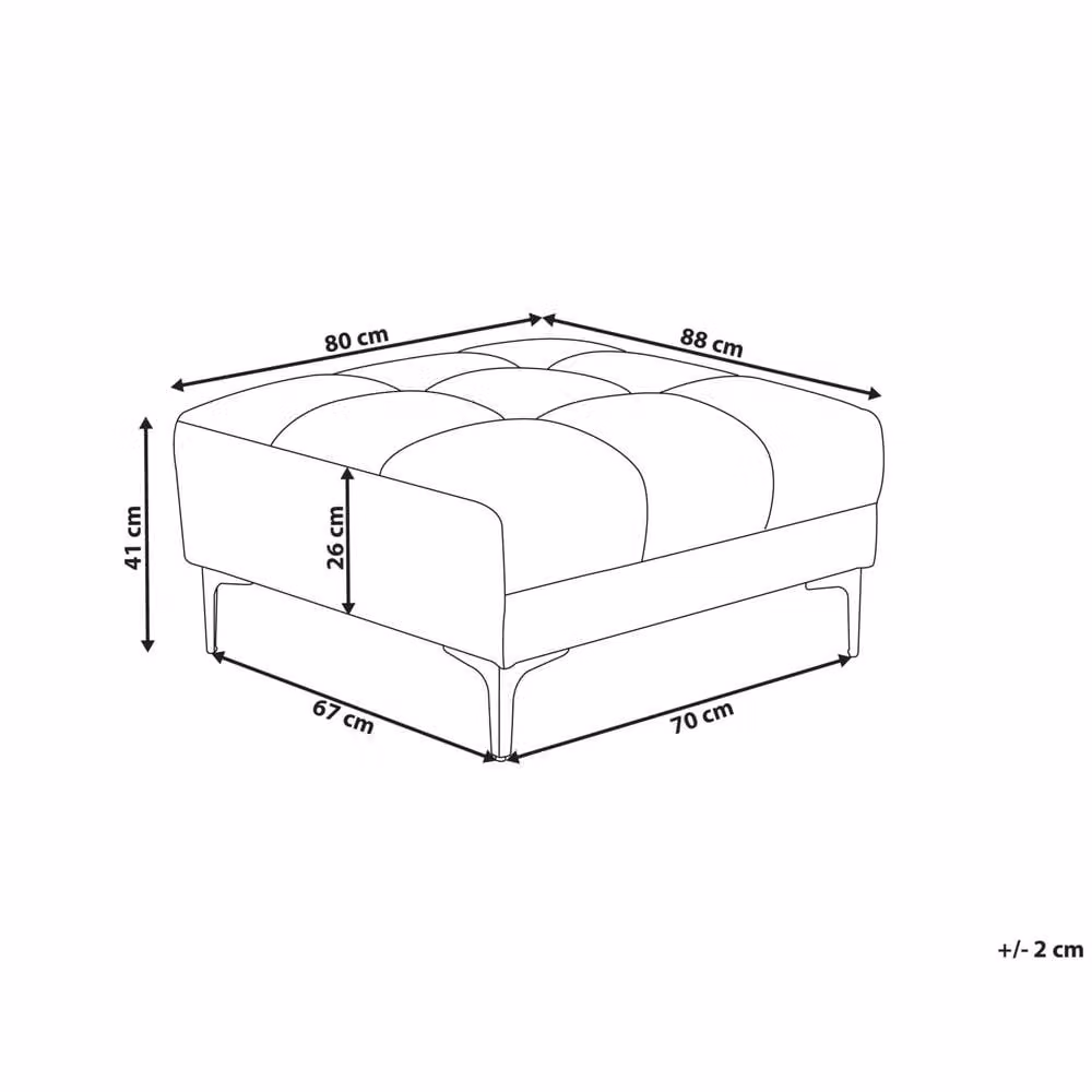 Wyld and Coco Red Velvet Tufted Rectangular Ottoman W/D/H: 80 x 88 x 41 cm – 2