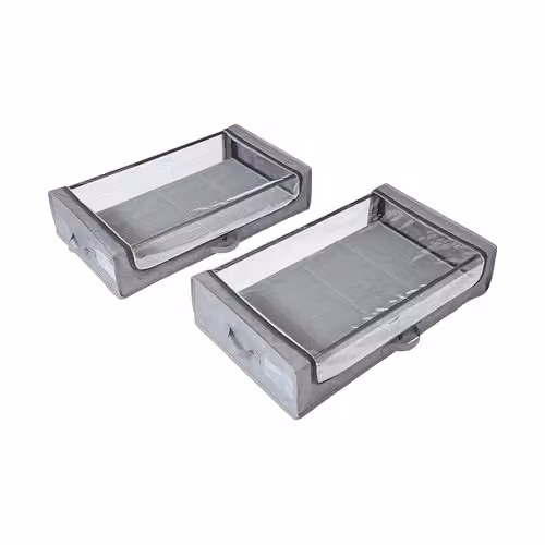 Liberty House Toys Underbed Storage Carts with Wheels and Handles, Pack of 2, Grey, W: 74 cm, D: 43 cm, H: 18 cm – 2