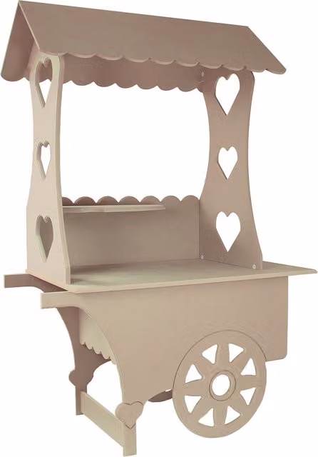 KuKoo Mini Vintage Wooden Candy Cart Tabletop Sweet Stall in Brown
