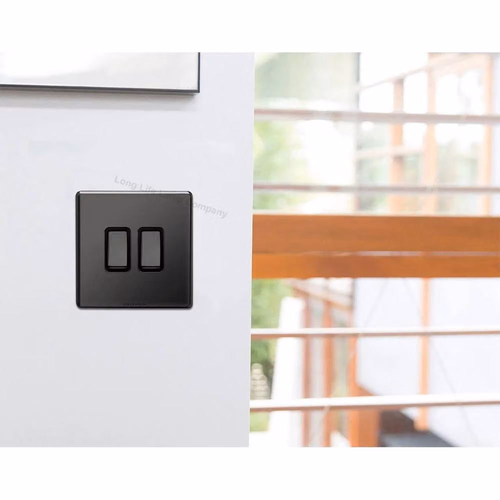 SPETLEK Double Wall Switch 2 Gang 2 Way in Black – 4