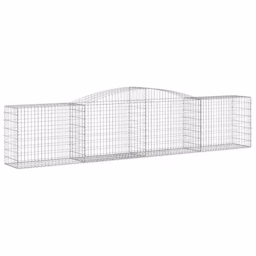 vidaXL 15-piece Arched Gabion Baskets in Silver Galvanised Steel, W/D/H: 400 x 50 x 80/100 cm