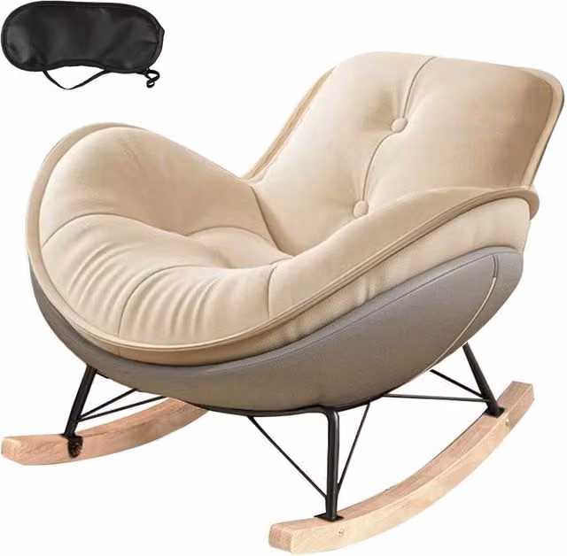 Ventryn Comfy Lazy Recliner Rocking Chair in Warm White