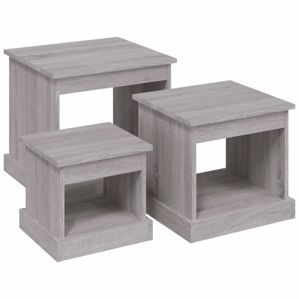 Berkfield Home Nesting Tables, 3 Piece Set in Grey Sonoma Engineered Wood – 2