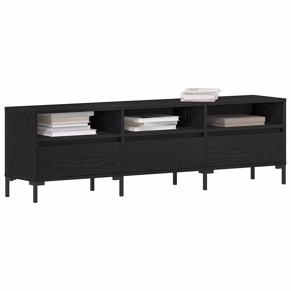 Berkfield Home Modern TV Cabinet in Black Oak, W: 150 cm, D: 30 cm, H: 44.5 cm – 3