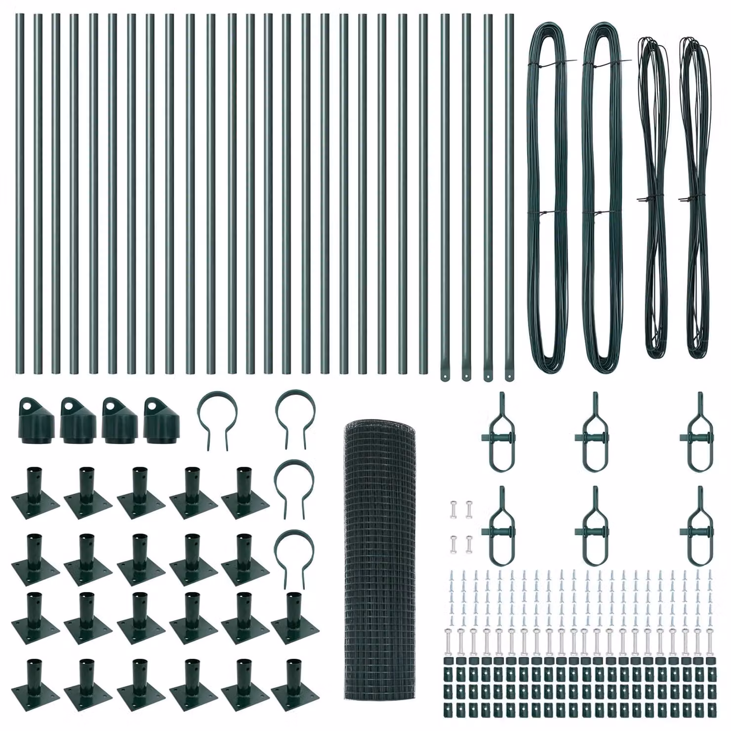 Berkfield Home Green Steel Welded Wire Fence with 13 Flanged Posts, 1 x 50 m – 4