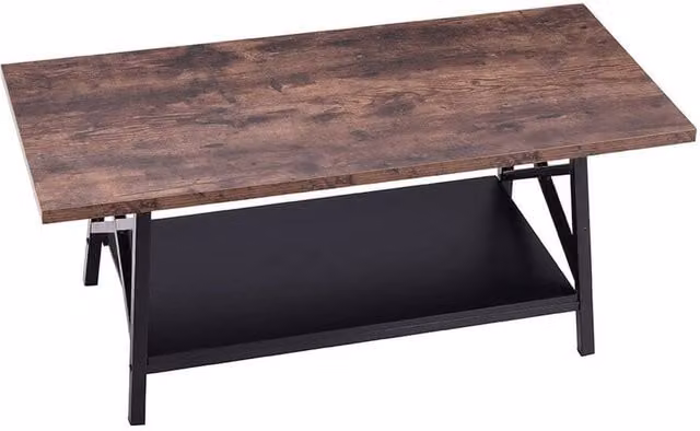 KORVIXA Rustic Brown Wooden Square Coffee Table with Storage, W/D/H: 100 x 100 x 46 cm – 1