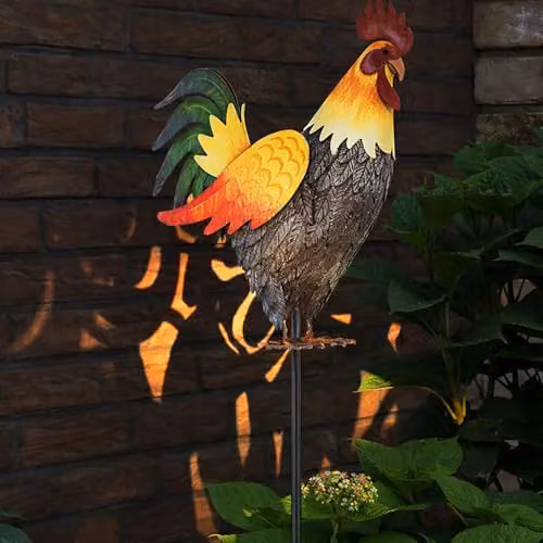 Globo Lighting Solar Rooster Garden Decoration Metal LED Warm White Ground Spike Figure H x W x D: 100 x 13 x 13 cm – 2