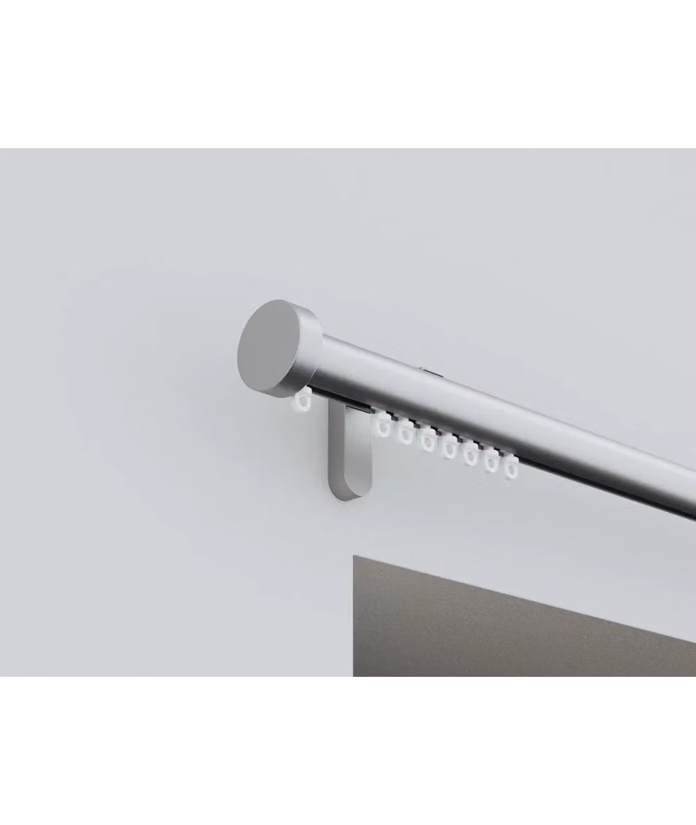 New Edge Blinds Styleline Gliding Curtain Pole Set with Stud End, Silver, Width: 160 cm – 2