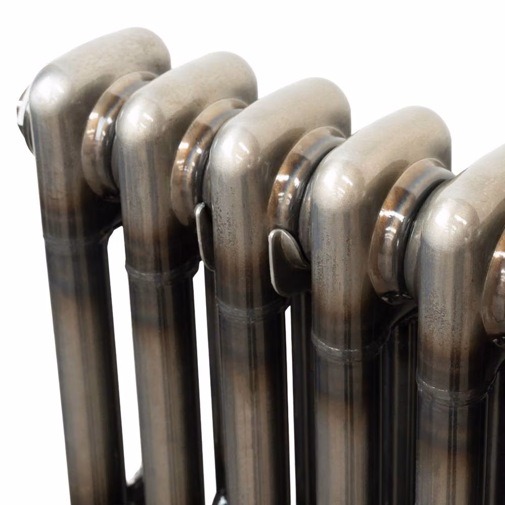Monstershop Traditional 2 Column Steel Radiator with Thermostat Valves and Wall Brackets in Silver – 5