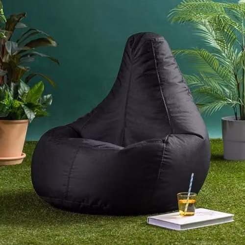 Bean Bag Bazaar 2 Pack of Black Water Repellent Outdoor Bean Bags with Filling Included – 2