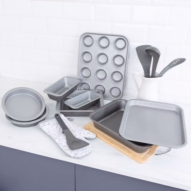 Baker & Salt Classic Non-Stick 8 Piece Large Bake & Roast Set in Silver – 1