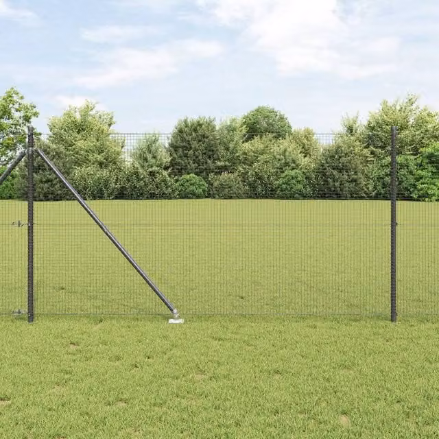 Berkfield Home Grey Metal and Plastic Fence Post Set of 2 with Ground Sleeve – 1