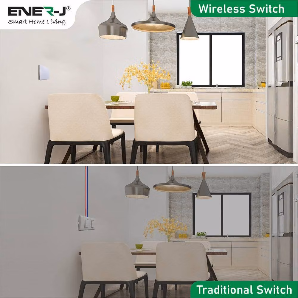 ENER-J 1 Gang Wireless Kinetic Light Switch in White – 3