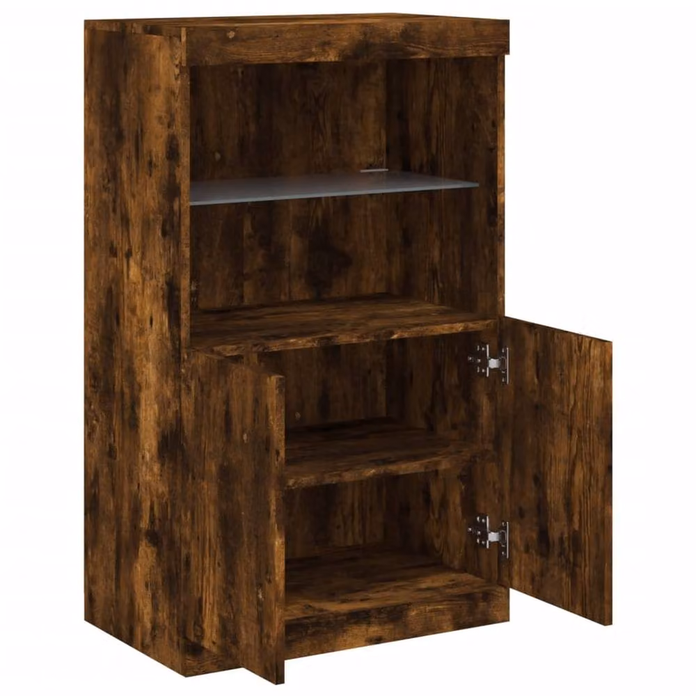 Berkfield Home Modern Sideboard with Integrated LED Lights in Smoked Oak Brown, W/D/H: 60.5 x 37 x 100 cm – 6