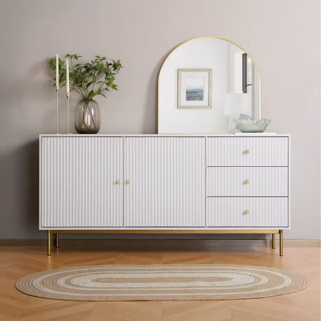Devon Large Sideboard Cabinet with Storage in White
