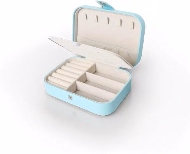 Modcraft Blue Fabric Portable Jewellery Travel Case