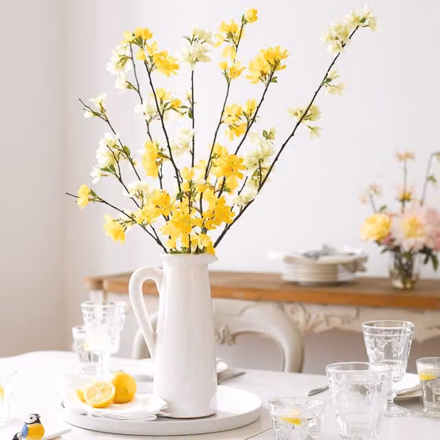 Milton Bloom White Ceramic Jug Flower Vase, H 30 cm x W 17 cm