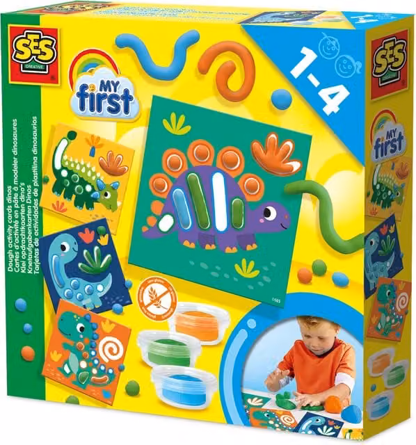 SES My First Dough Activity Cards Dinos Multicolour Reusable Modeling Clay Set