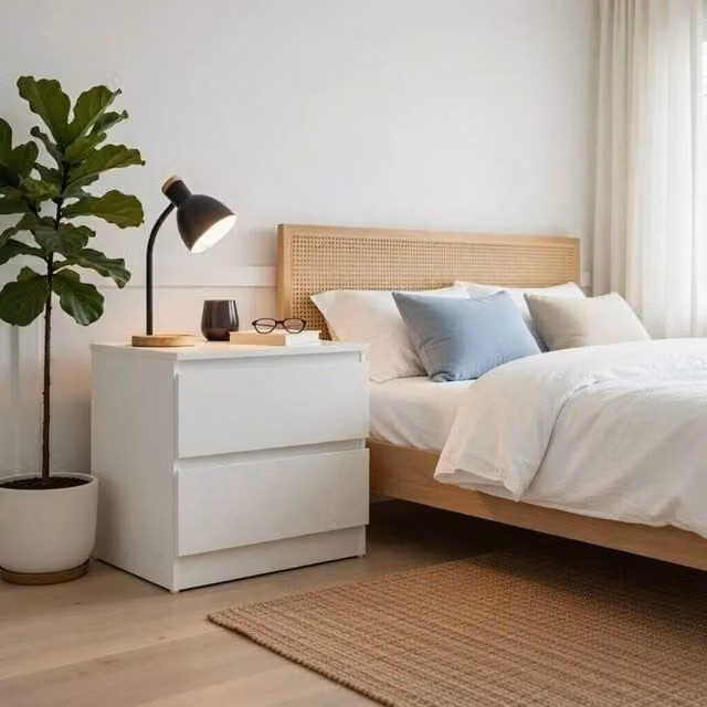 EONLION Modern 2 Drawer White Bedside Chest of Drawers – 1