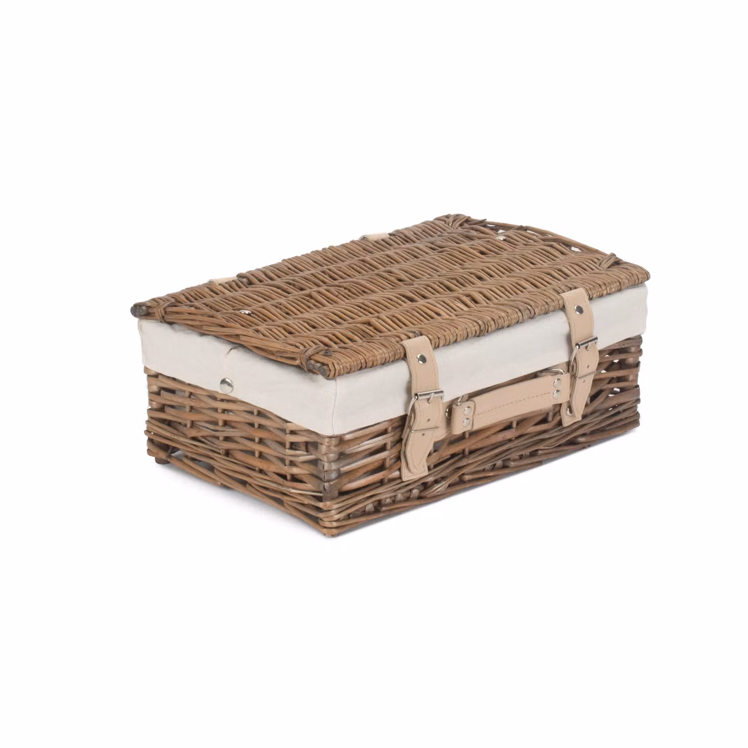 Red Wicker Split Willow Picnic Basket with White Cotton Lining, 35cm – 2