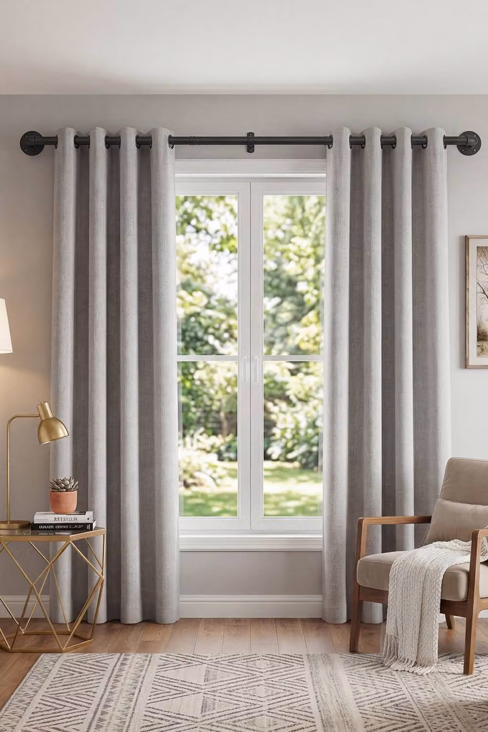 Living and Home Black Metal Telescopic Curtain Rod with Brackets, Length: 180 cm – 3