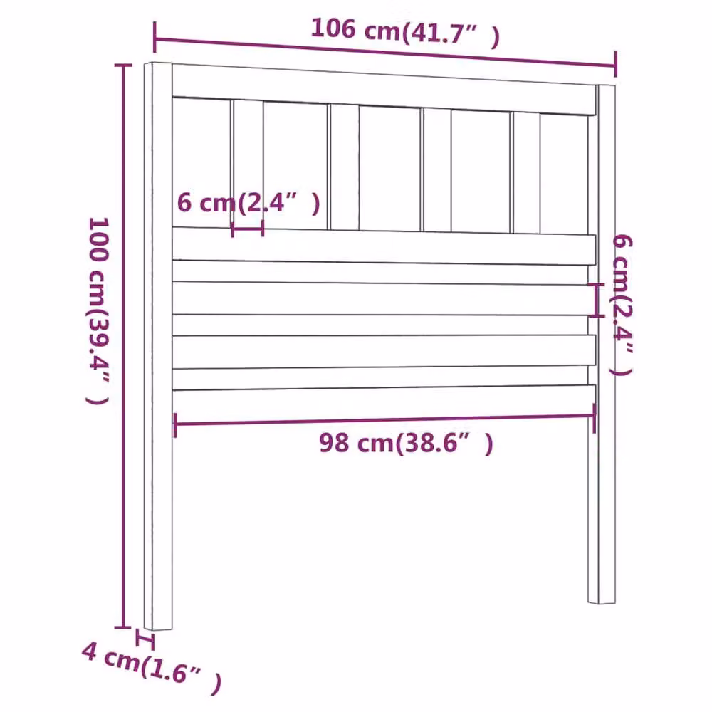 Berkfield Home Beautiful Solid Pine Bed Headboard in Black, W/D/H: 106 x 4 x 100 cm – 5