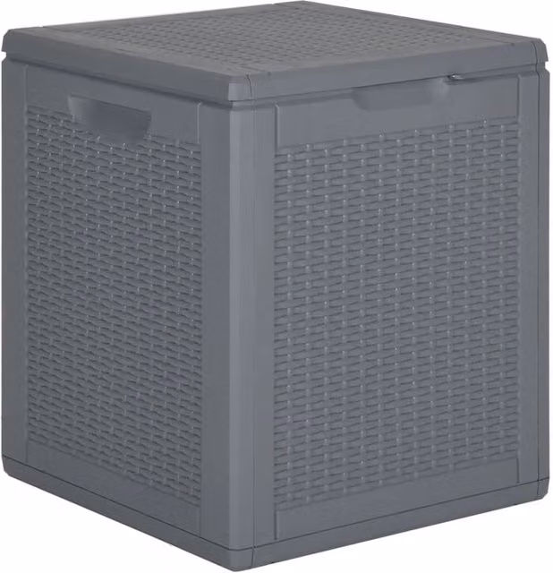 Berkfield Home Grey Rattan Style Garden Storage Box, 90 L
