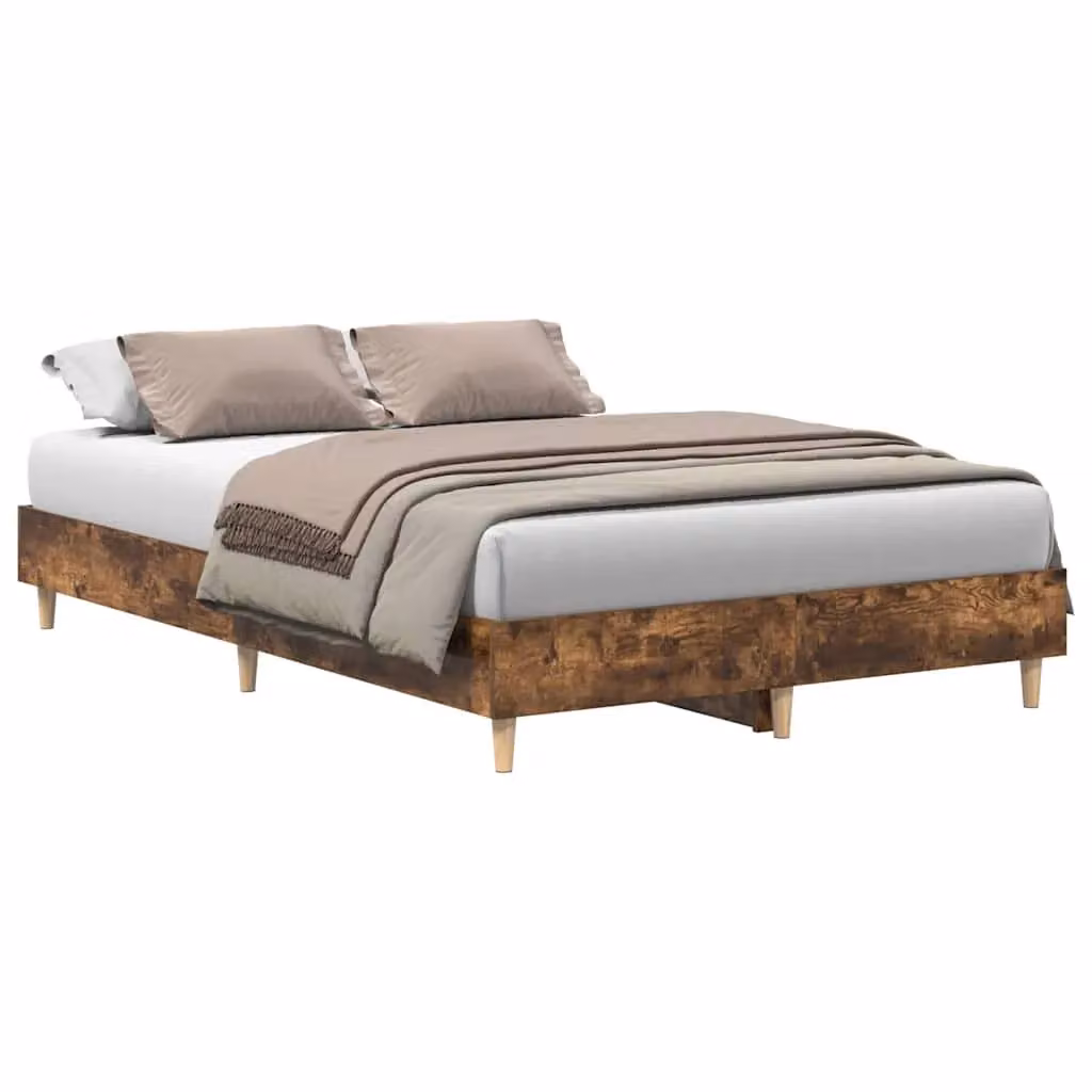 Berkfield Home Small Double Bed Frame in Smoked Oak Brown, W/D/H: 120 x 190 cm – 2