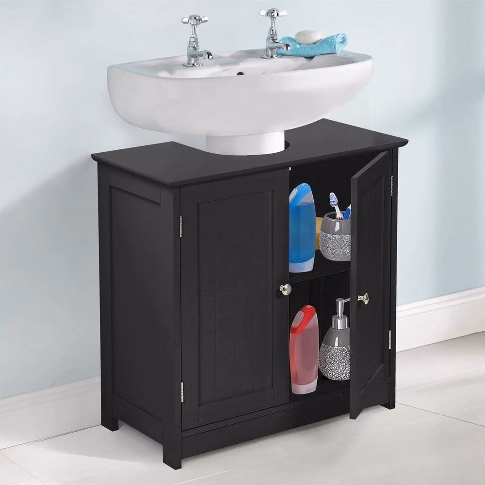FORGEVIO Black Under Sink Basin Cabinet Cupboard with Internal Shelves and Hinged Doors – 3