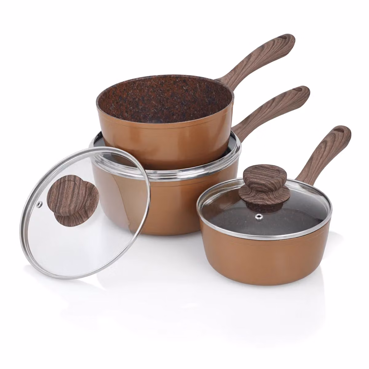 JML 6 Piece Non Stick Copper Stone Saucepan and Frying Pan Set with Lids – 2