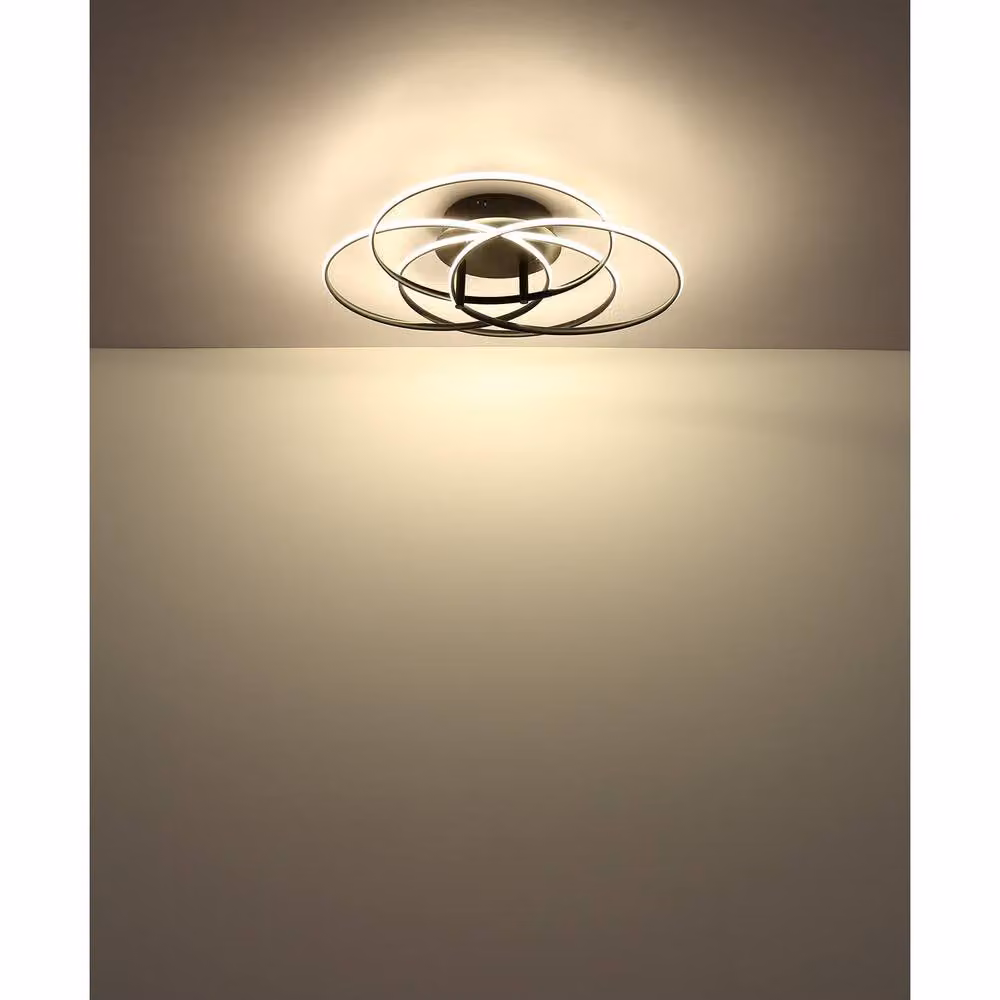 Netlighting Kombos Modern Semi Flush Ceiling Light in Matt Black with 4x LED 4000K, Diameter: 51.5 cm – 2