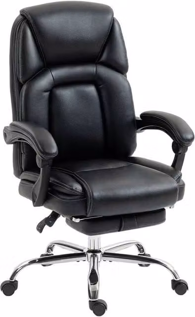 FORGEVIO Black Synthetic Leather Task Chair for Home Office with Armrests – 1