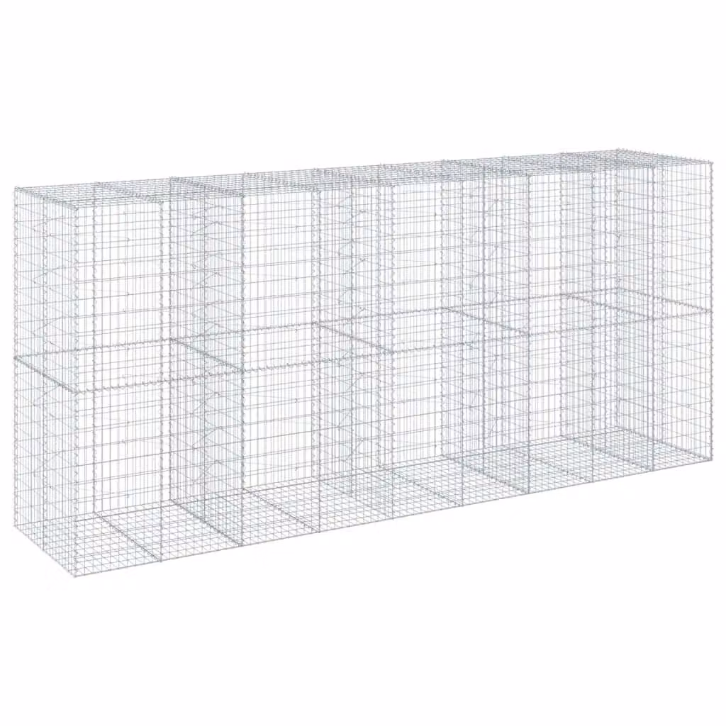 Berkfield Home Silver Galvanised Steel Gabion Basket with Cover, W: 450 cm, D: 100 cm, H: 200 cm – 2