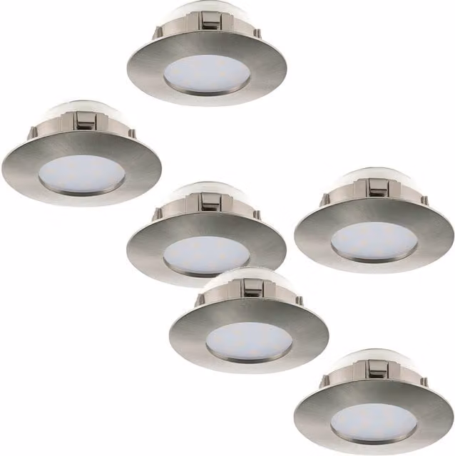 Loops Round Flush Ceiling LED Downlight, 6W, Silver Plastic