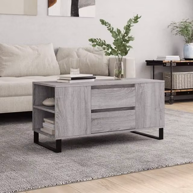 Berkfield Home Grey Sonoma Coffee Table, W: 102 cm, D: 44.5 cm, H: 50 cm