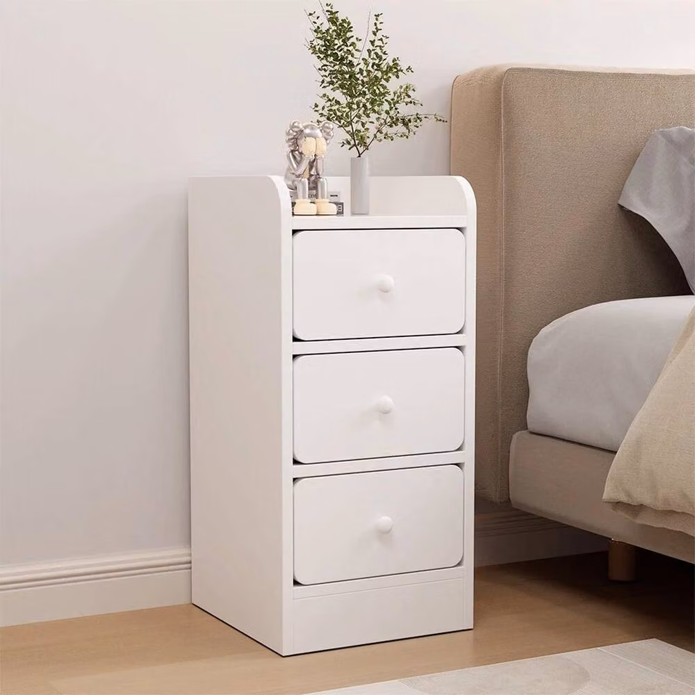 KORVIXA 3-Drawer Chest of Drawers and Bedside Cabinet in White – 2