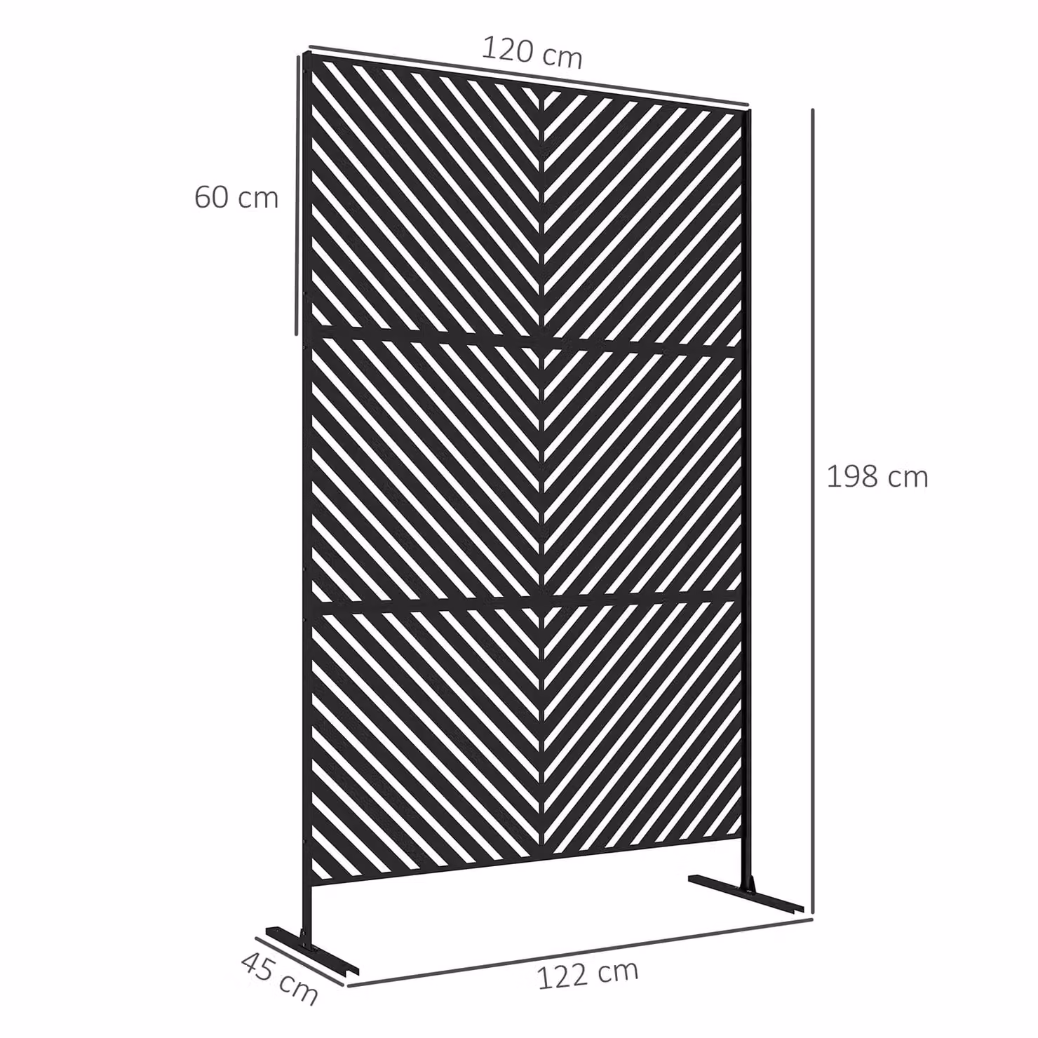 Outsunny Black Metal Decorative Outdoor Privacy Screen and Trellis with Stand, Geometric Modern Design, H: 198 cm, W: 120 cm – 3