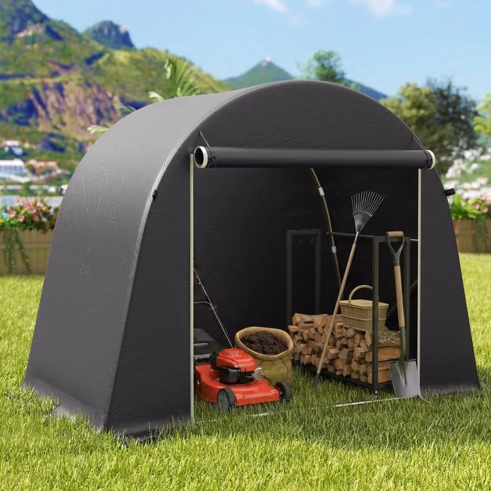 VOGREX Dark Grey Garden Storage Shed Tent for Bikes, W: 243.84 cm, D: 121.92 cm, H: 243.84 cm – 5