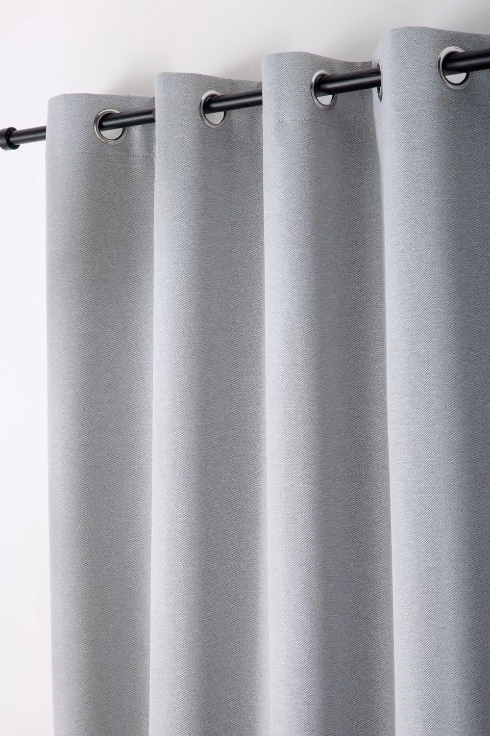 Curtina Plain Twill Woven Texture Blackout Eyelet Curtains in Black and Silver, Width: 229 cm, Drop: 229 cm – 2