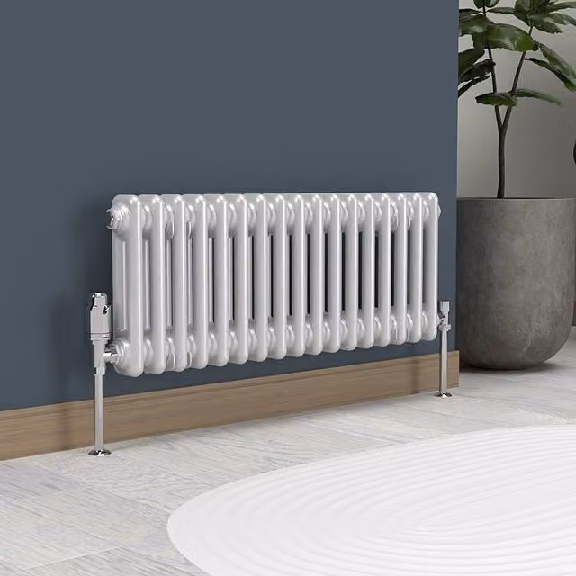 Lux Heat Horizontal Column Radiator in Metallic Silver, W: 30.0 cm, H: 78.5 cm