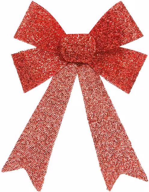 VFM e-Store Red Tinsel Bow Christmas Decoration W/D/H: 22 x 32 x 7 cm