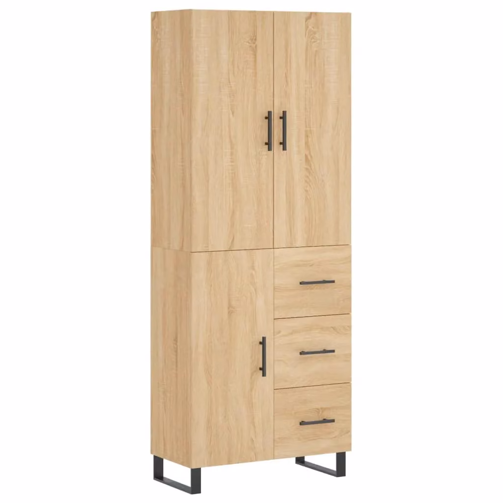 Berkfield Home Sonoma Oak Highboard in Brown, W/D/H: 69.5 x 34 x 180 cm – 2