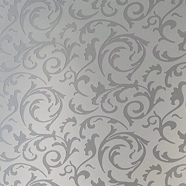 HomeScape Floral Botanical Non-Woven Fabric Wallpaper Roll in Silver Grey
