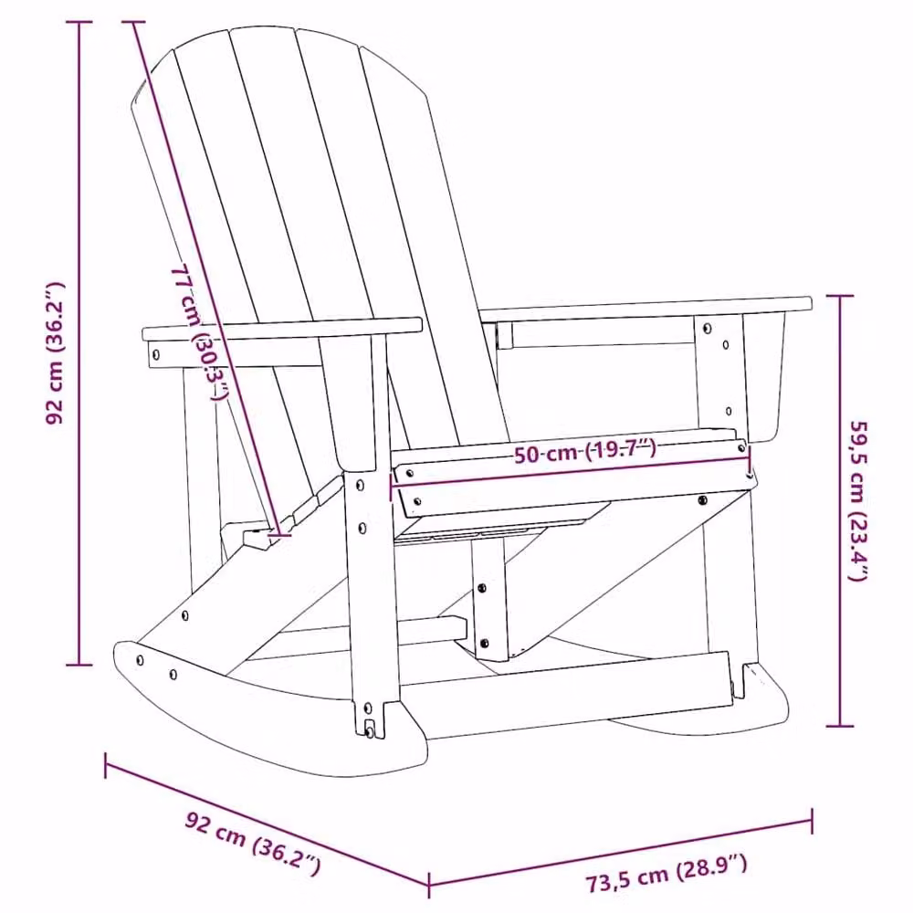 Berkfield Home Adirondack Rocking Chair in Navy Blue, W/D/H: 73.5 x 92 x 90 cm – 8