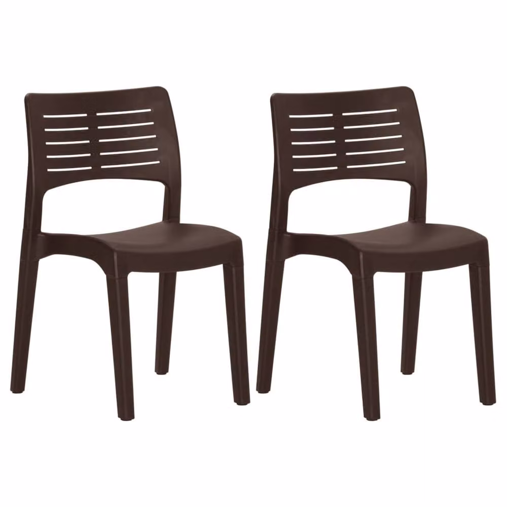 Berkfield Home Set of 2 Mocha Brown Polypropylene Garden Chairs – 3