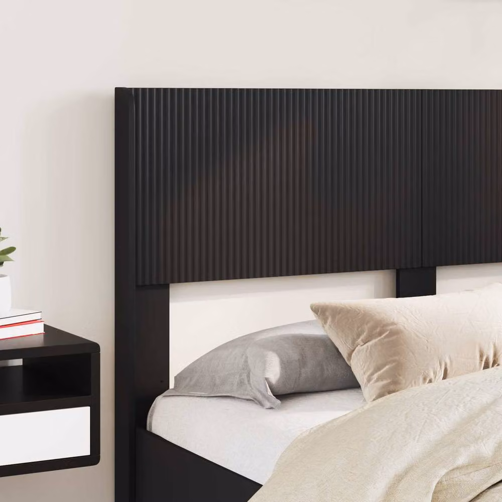 Berkfield Home Modern Bed Frame with Headboard and Side Compartment Storage, Black, W: 135 cm, L: 190 cm – 3