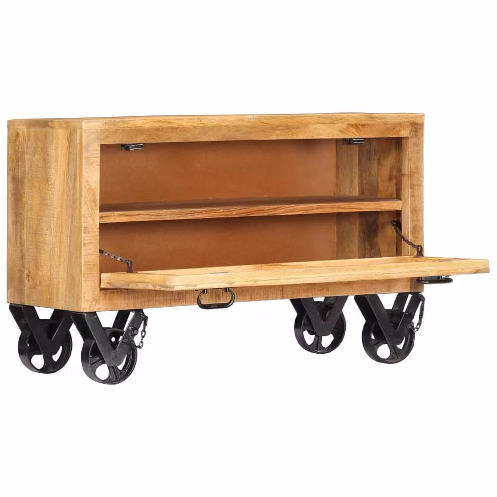 Berkfield Home Solid Mango Wood Shoe Cabinet in Brown, W/D/H: 86 x 35 x 55 cm – 2